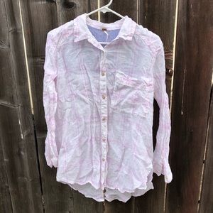 Free People Plaid Long Sleeve Blouse